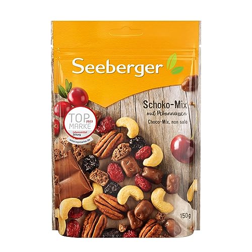 Seeberger Schoko-Mix 5er Pack, Einzigartige Schokoladen-Mischung mit Pekannüssen, Cashews, Cranberries und Kirschen - knackig & lecker - vegan (5 x 150 g) von Seeberger