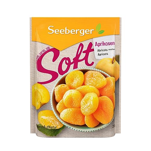 Seeberger Soft-Aprikosen: Herrlich weiche, saftige Marillen - süß-samtige Textur - ohne Zuckerzusatz - getrocknet - entsteint, vegan (1 x 200 g) von Seeberger