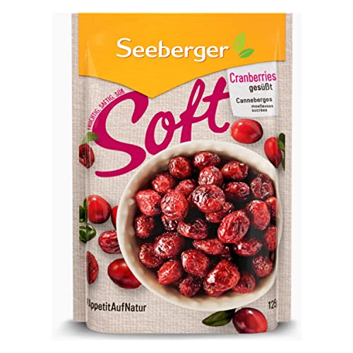 Seeberger Soft-Cranberries gesüßt 13er Pack: Große, fruchtig-weiche Cranberries aus Kanada - zum Naschen, Snacken und Verfeinern - getrocknet, pasteurisiert & ungeschwefelt, vegan (13 x 125 g) von Seeberger