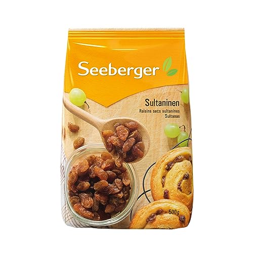 Seeberger Sultaninen 8er Pack: Helle süß-fruchtige Sultana Rosinen aus der Türkei - als Backzutat, Snack und zum Verfeinern von Gerichten - ungeschwefelt, vegan (8 x 500 g) von Seeberger