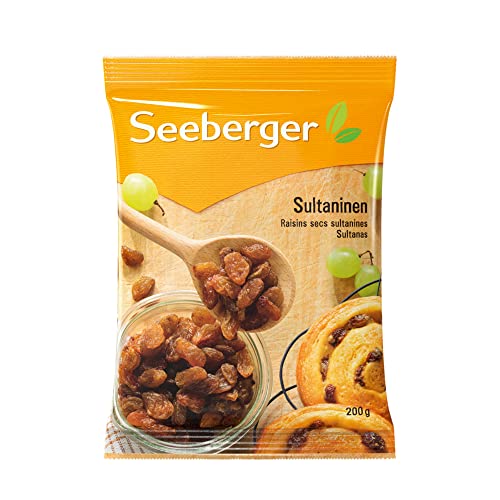 Seeberger Sultaninen 13er Pack: Helle süß-fruchtige Sultana Rosinen aus der Türkei - als Backzutat, Snack und zum Verfeinern von Gerichten - ungeschwefelt, vegan (13 x 200 g) von Seeberger