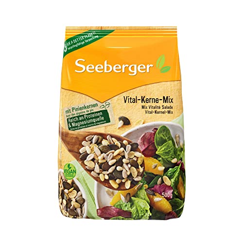 Seeberger Vital-Kerne-Mix: Kernig-knackige Mischung aus Pinien-, Sonnenblumen-, Kürbis- und Sojakernen - als Backzutat, für Salat und Müsli, vegan (1 x 500 g) von Seeberger