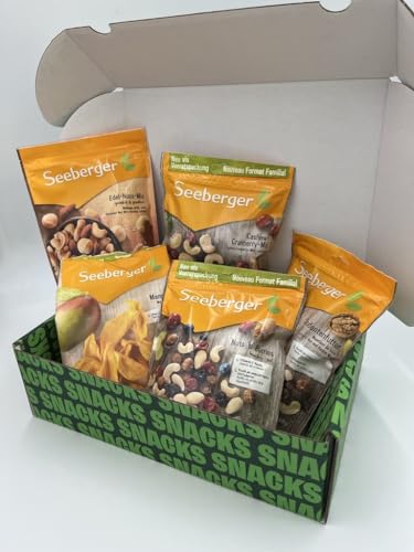 Seeberger XXL-Markenbox, Box mit 5 leckeren Snacks im Großformat, inklusive gratis Verschlussclip von Seeberger