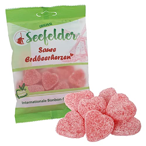 kda Seefelder Saure Erdbeerherzen Fruchtgummi Bonbons 100 g - Intensiver Geschmack für Jung und Alt von Seefelder