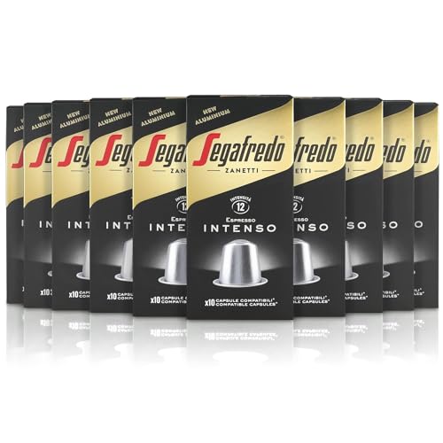 Segafredo Zanetti 100 Aluminiumkapseln kompatibel mit Nespresso®* Intenso Kaffee, vollmundig und anhaltend im Geschmack (10 Boxen mit je 10 Kapseln) - Geeignet für Nespresso Original Maschinen von Segafredo