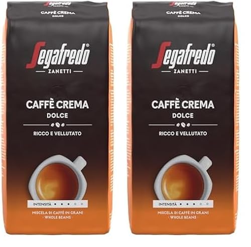Segafredo Zanetti Caffè Crema Dolce - Ganze Bohen (1kg Packung) - Geeignet für Caffè Crema - Kaffeebohnen mit heller bis mittlerer Röstung, mild und ausgewogen im Geschmack (Packung mit 2) von Segafredo