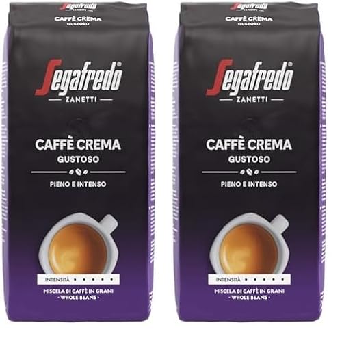 Segafredo Zanetti Caffè Crema Gustoso - Ganze Bohne (1 kg Packung) - Geeignet für Caffè Crema - Lange und dunkel geröstete Kaffeebohnen, voller und intensiver Geschmack (Packung mit 2) von Segafredo
