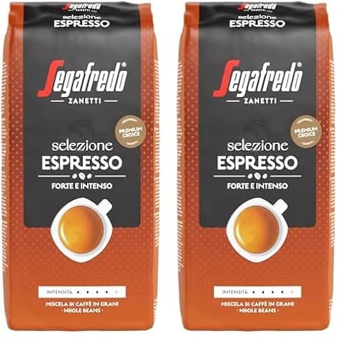 Segafredo Zanetti Selezione Espresso - Ganze Bohne (1 kg Packung) - Geeignet für alle italienischen Kaffeespezialitäten - Mittlerer bis dunkle Röstung, starke und intensiver Geschmack (Packung mit 2) von Segafredo