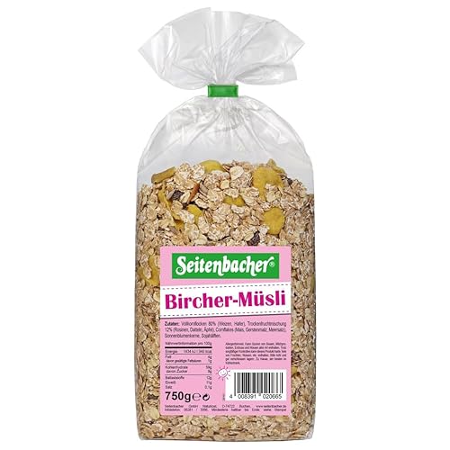 Seitenbacher Bircher Müsli I Vollkorngetreide I WeizenI Hafer I Cornflakes I Rosinen I 3x750g von Seitenbacher