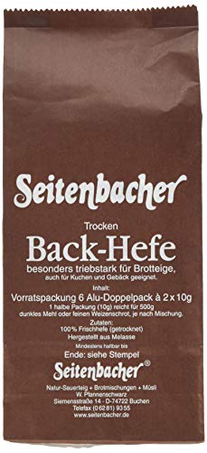 Seitenbacher Hefe Vorratspack I trocken I für Brot und Kuchen I aus Zuckerrüben 6x20g (1 x 120 g) von Seitenbacher