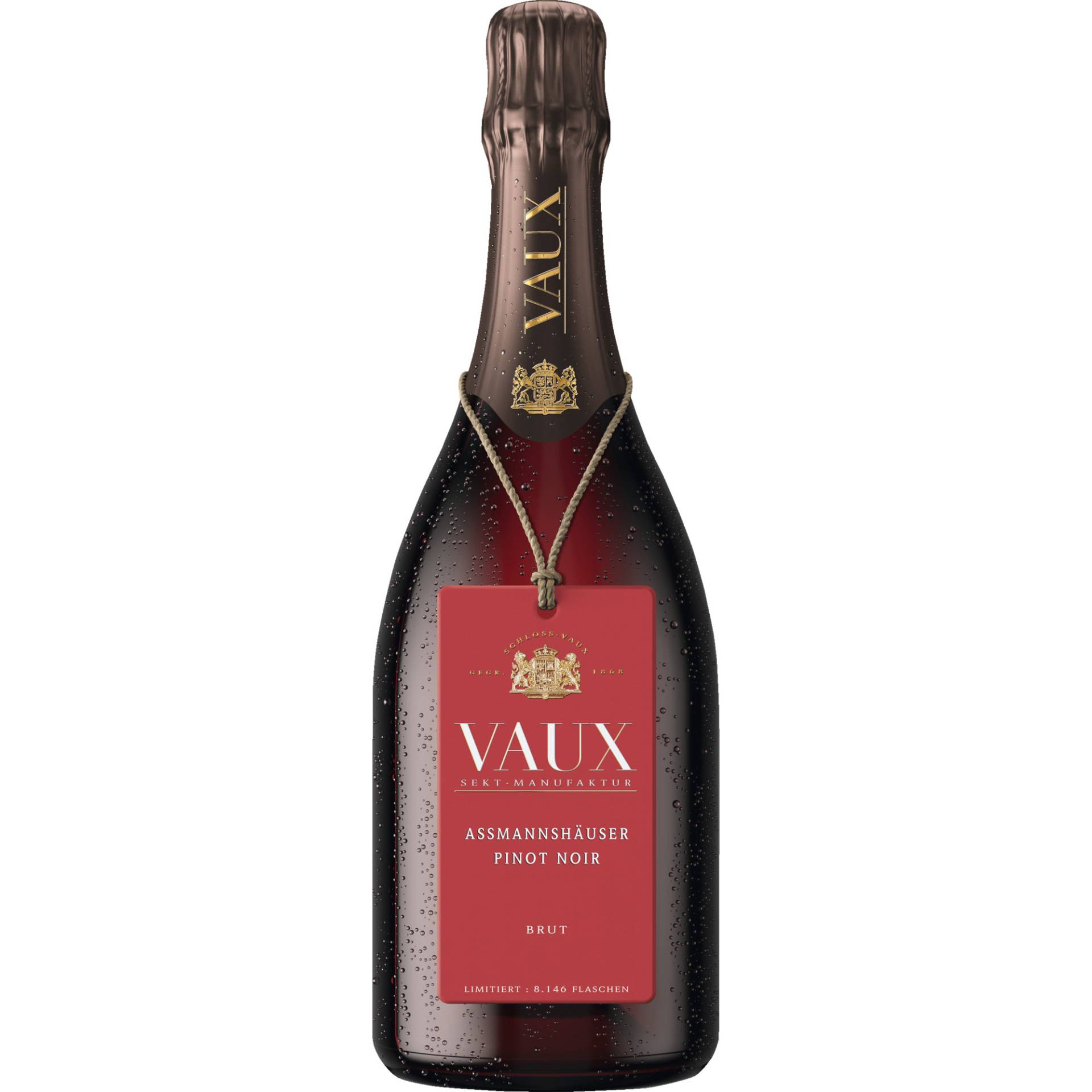 Assmannshäuser Pinot Noir Sekt, Brut, Deutscher Sekt, Deutscher Sekt, 2016, Schaumwein von Sektmanufaktur Schloss Vaux, D - 65343 Eltville