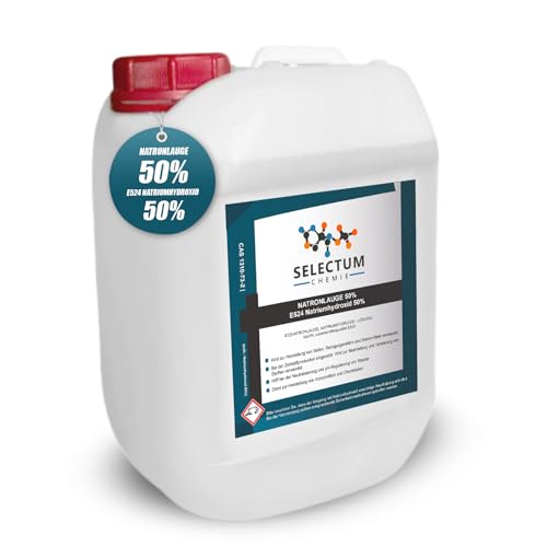Natronlauge (Natriumhydroxid) 50% NaOH in Lebensmittelqualität E524 für Brezenlauge, Brezellauge, Laugengebäck, Backen, und Lebensmittelverarbeitung (5 Liter) von Selectum-Chemie