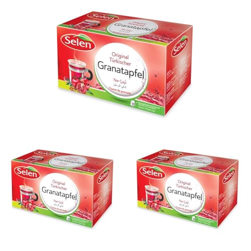 Selen Original Türkischer Granatapfel Früchtetee 20 Teebeutel (Packung mit 3) von Selen