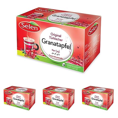 Selen Original Türkischer Granatapfel Früchtetee 20 Teebeutel (Packung mit 4) von Selen