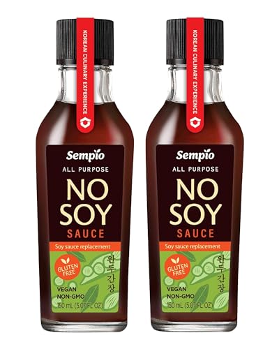SEMPIO NO-SOY SAUCE - All-Purpose Seasoning Soy Sauce Alternative condiment made with peas and pea protein instead of soybeans Gluten-free, Allergen-free, NON-GMO, VEGAN, Keto-friendly 150ml Pack of 2 von Sempio