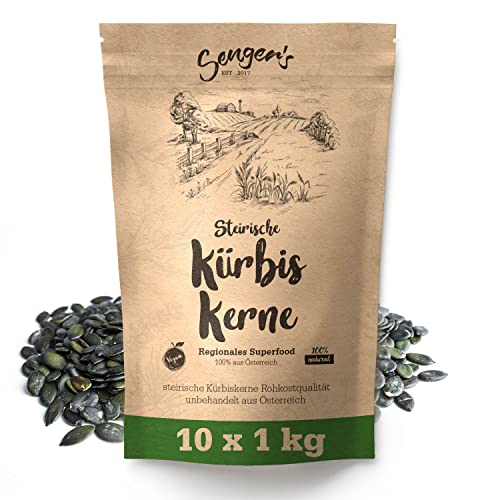 Senger's 10 kg Steirische Kürbiskerne Kürbiskern Rohkostqualität natur unbehandelt vegan geschält (10 KG) von Senger's