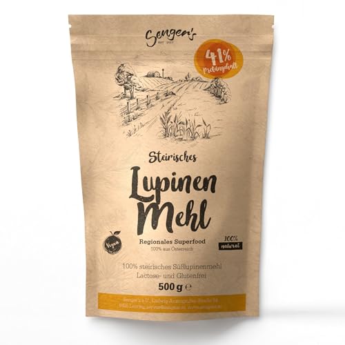 Senger's Lupinenmehl 500g - Süßlupinenmehl aus der Steiermark - Mehl aus Lupinensamen - 41% Eiweiß, ballaststoffreich - Lactose- & Glutenfrei - Mehlersatz Backen, vegan (1 x 500g) von Senger's