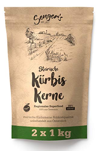 Senger's 2 kg Steirische Kürbiskerne Kürbiskern Rohkostqualität natur unbehandelt vegan geschält (2 KG) von Senger's