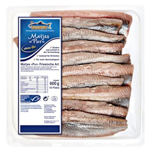 Friesenkrone MSC Matjes Pur friesischer Art ohne Öl 10 Filets 600 g Schale von Senner-Alpkäse-Classic-Box