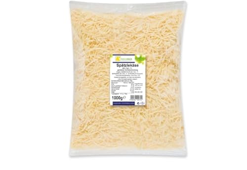 Frischpack Spätzlekäse gerieben Mix aus Emmentaler und Bergkäse, 45% Fett 1 kg Packung von Senner-Alpkäse-Classic-Box
