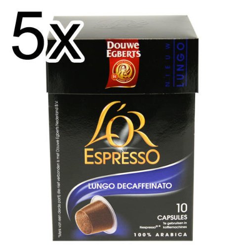 Douwe Egberts L´OR Espresso Lungo Decaffeinato, 5er Pack, 5 x 10 Kapseln von Senseo