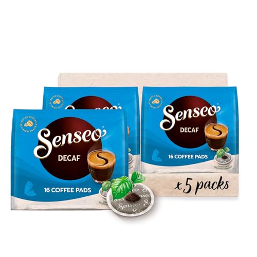 Senseo® Pads Decaf - Kaffee Entkoffeiniert RA-zertifiziert - 5 Packungen x 16 Kaffeepads von Senseo