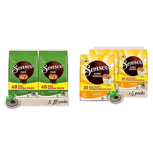 Senseo® Pads Mild - Milder Kaffee RA-zertifiziert - 10 Megapackungen XXL x 48 Kaffeepads & ® Pads Guten Morgen XL - Kaffee RA-zertifiziert - 5 Vorratspackungen x 20 Becherpads von Senseo