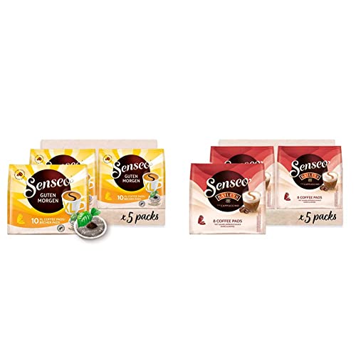 Senseo ® Pads Guten Morgen XL - Kaffee RA-zertifiziert - 5 Packungen x 10 Becherpads & Pads Typ Cappuccino Baileys, 40 Kaffeepads, 5er Pack, 5 x 8 Getränke, 460 g von Senseo
