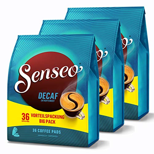 Senseo Kaffeepads Entkoffeiniert / Decaf, Reiches Aroma, Intensiv & Ausgewogen, Kaffee für Kaffepadmaschinen, 108 Pads von Senseo