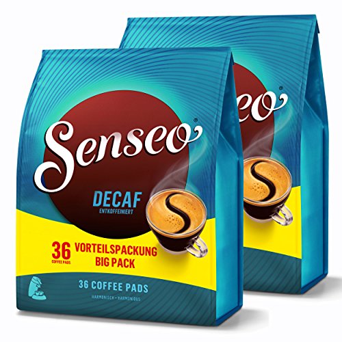 Senseo Kaffeepads Entkoffeiniert / Decaf, Reiches Aroma, Intensiv & Ausgewogen, Kaffee für Kaffepadmaschinen, 72 Pads von Senseo