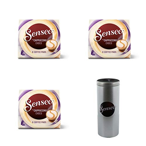 Senseo Kaffeepads Premium Set Cappuccino Choco, 3er Pack, Kaffee mit Schokoladengeschmack, je 8 Pads, mit Paddose von Senseo