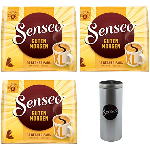 Senseo Kaffeepads Premium Set Guten Morgen XL, 3er Pack, Stark & Intensiv, Kaffee Pads, je 10 Pads, mit Paddose von Senseo