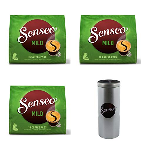 Senseo Kaffeepads Premium Set Mild, 3er Pack, Feiner und Samtweicher Geschmack, Kaffee, je 16 Pads, mit Paddose von Senseo