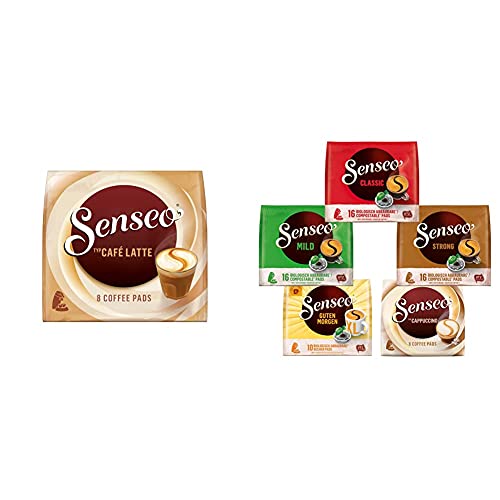 Senseo Pads Café Latte, 80 Kaffeepads, 10er Pack, 10 x 8 Getränke & Pads, Probierbox mit 5 Sorten, 66 Kaffeepads, 5er Vielfaltspaket von Senseo