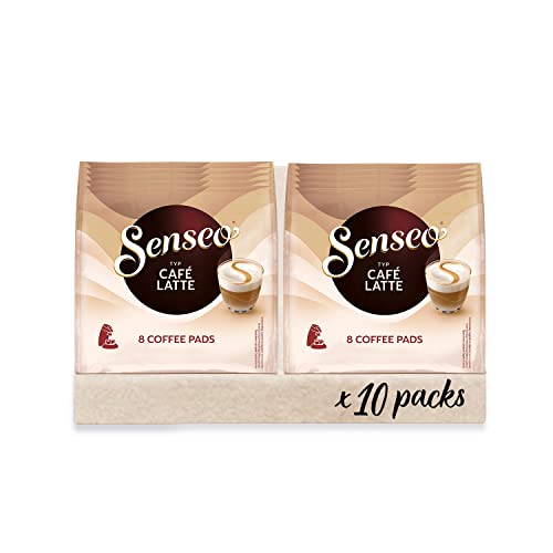 Senseo Pads Café Latte, 80 Kaffeepads, 10er Pack, 10 x 8 Getränke von Senseo