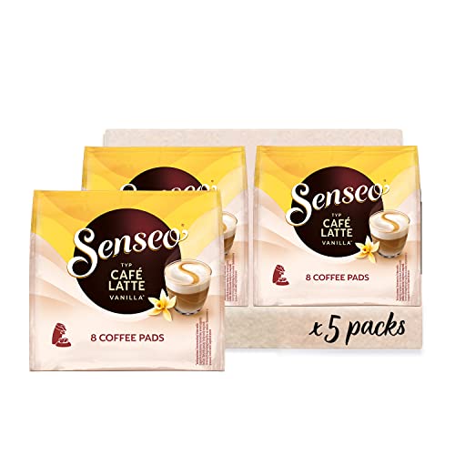 Senseo Pads Café Latte Vanilla, 40 Kaffeepads, 5er Pack, 5 x 8 Getränke, 460 g von Senseo