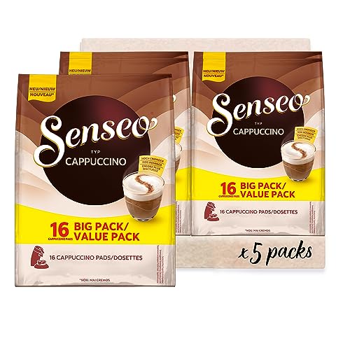 Senseo Pads Cappuccino, 16 Kaffeepads, 5 x 16 Getränke in der Vorratspackung von Senseo