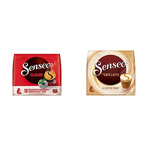 Senseo Pads Classic, 160 Kaffeepads UTZ-zertifiziert, 10er Pack, 10 x 16 Getränke & Pads Café Latte, 80 Kaffeepads, 10er Pack, 10 x 8 Getränke von Senseo