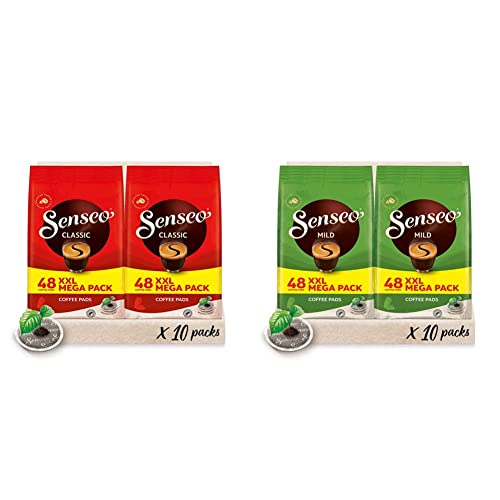Senseo Pads Classic - Kaffee RA-zertifiziert - 10 Megapackungen XXL x 48 Kaffeepads & ® Pads Mild - Milder Kaffee RA-zertifiziert - 10 Megapackungen XXL x 48 Kaffeepads von Senseo