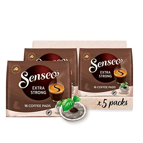 Senseo® Pads Extra Strong - Kaffee RA-zertifiziert - 5 Packungen x 16 Kaffeepads von Senseo