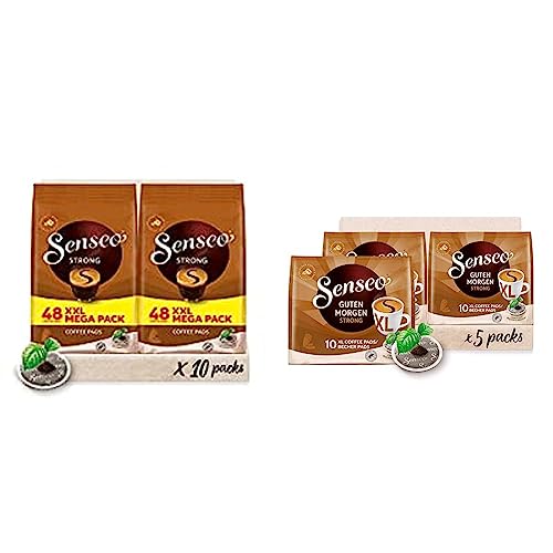 Senseo Pads Strong - Aromatischer Kaffee RA-zertifiziert - 10 Megapackungen XXL x 48 Kaffeepads & ® Pads Guten Morgen Strong XL - Kaffee RA-zertifiziert - 5 Packungen x 10 Becherpads von Senseo