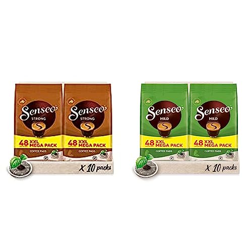 Senseo Pads Strong - Aromatischer Kaffee RA-zertifiziert - 10 Megapackungen XXL x 48 Kaffeepads & ® Pads Mild - Milder Kaffee RA-zertifiziert - 10 Megapackungen XXL x 48 Kaffeepads von Senseo