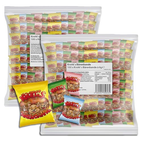 200 x Fruchtgummi "Krottis-Bärenbande" a 6 g, insgesamt 1,2 kg Fruchtgummi, 200 Tütchen zu je 6 g 200 x Fruchtgummi "Krottis-Bärenbande" a 6 g, insgesamt 1,2 kg Fruchtgummi, 200 Tütchen zu je 6 g von Senvianda