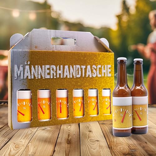 Männerhandtasche -Volltanken- mit 6 x Bier 0,33 l, 4,8% vol., inkl. Mehrwegpfand von Senvianda