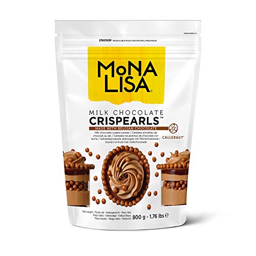 Callebaut Mona Lisa Crispearls - wiederverschließbarer Klett 800g Beutel - aromatisierte beschichtete Müslikugeln zum Dekorieren von Kuchen, Cupcakes, Waffeln, Crepes, Pfannkuchen (Milchschokolade) von Sephra