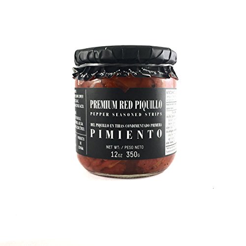 Piquillo-Pfeffer in Streifen mit Öl und Knoblauch (350 g) von Serrano