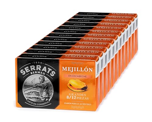 12 Einheiten - SERRATS - Große Muscheln aus den in Pickle (8-12 Stück/Dose) von CONSERVAS SERRATS