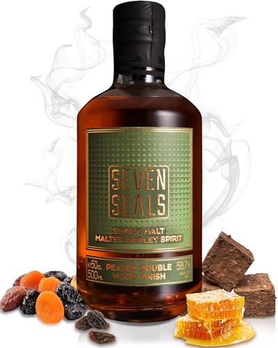 Seven Seals - PEATED DOUBLE WOOD 0,5 l Premium Single Malt aus der Classic Line | Hochprozentiger Barley Spirit //Premium Single Malt 0,5 l tages angebote angebot bourbon old years von Seven Seals