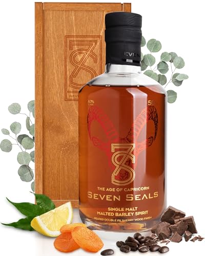 Seven Seals - The Age of Capricorn Premium Single Malt 0,5 I Geschenkset mit Holzbox tages angebote angebot bourbon old years männer irischer schottischer von Seven Seals