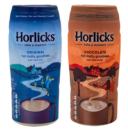 Horlicks Malted Drink | Packung mit 2 | Original Malted Milk 500 g x 1, Malted Chocolate 500 g x 1 von Several
